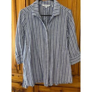 Foxcroft Striped Linen Blouse